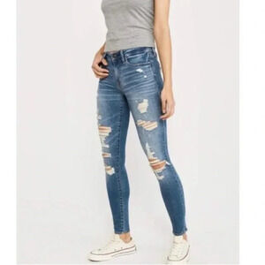 Abercrombie & Fitch Harper Super Skinny Jeans Mid-rise Distressed Size 32